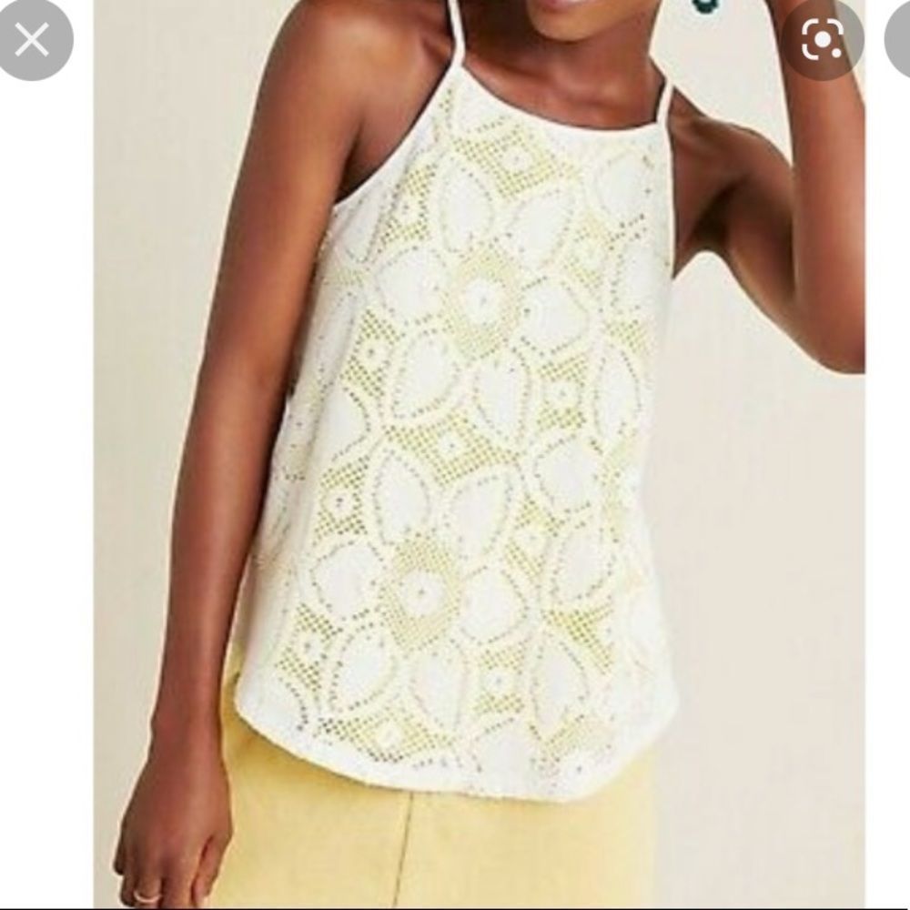 NWT Anthropologie cosette yellow and white tank